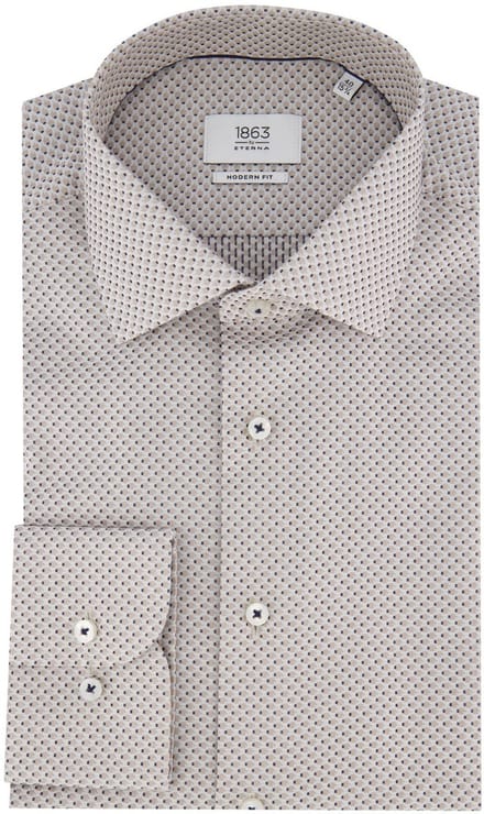 Eterna overhemd beige modern fit katoen lange mouw