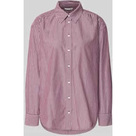 Tom Tailor - Losvallende popeline blouse - Maat 38 - preppy plum white stripe