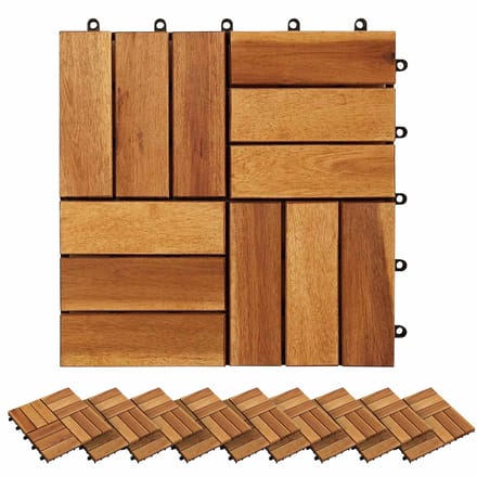 vidaXL - Terras - Tegel - 30 - st - Bruin - 30 - x - 30 - cm - Acaciahout