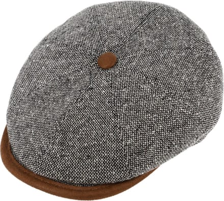 Winterpet Flatcap met voering, 8-Panel Fiebig Cap grijs gemeleerd maat 61