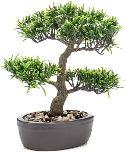 Emerald Kunstplant Bonsai boompje - groen - in pot - 32 cm