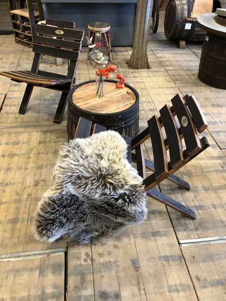 Whisky "Charred" Tuinset / 2 Klapstoelen + 1 Tafeltje / Hout / Bistroset / Design