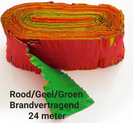 Draaiguirlande Rood/ Geel/ Groen 24 meter Brandvertragend, Carnaval, Themafeest, Verjaardag