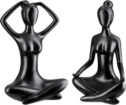 2 Figuren vrouwen "Meditatie", poly, zwart,