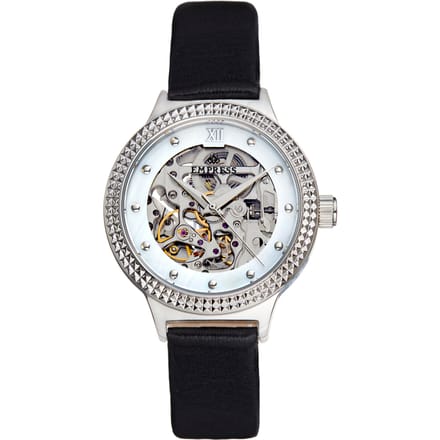 Keizerin Alice Automatisch MOP-horloge met skelet wijzerplaat en lederen band