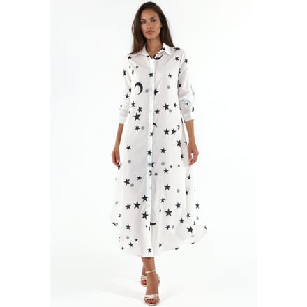 Tekst Print Maxi Shirt Jurk