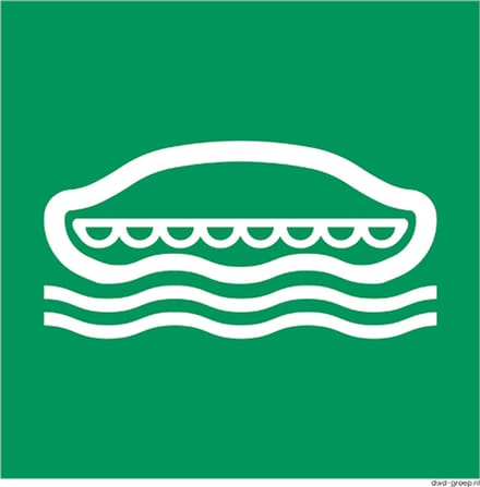 Reddingsboot bord 200x200 mm - kunststof - ISO 7010 E036
