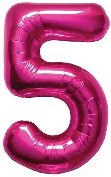Folat - Folieballon Cijfer 5 Magenta - 86 cm