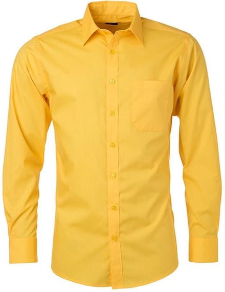 James and Nicholson Heren Longsleeve Poplin Shirt (Geel)