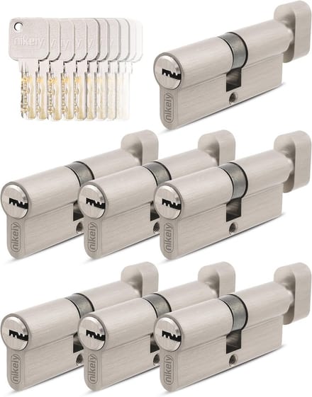 Slotcilinder set - Deurslot cilinders - Toegangsbeheer - Gelijk sluitend - 70mm 35/35 - Mat messing