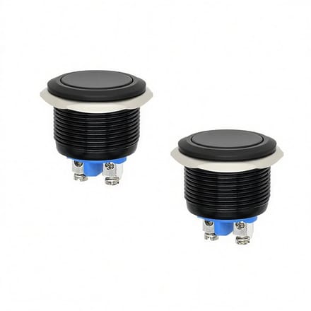 Drukknop Set - Momentane Schakelaar - Elektrische Projecten - Waterdicht Aluminium - 22 mm Diameter - Zwart