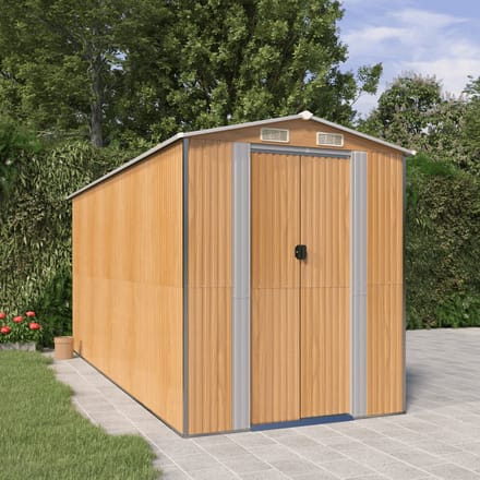 vidaXL - Tuinschuur - 192x440x223 - cm - gegalvaniseerd - staal - lichtbruin