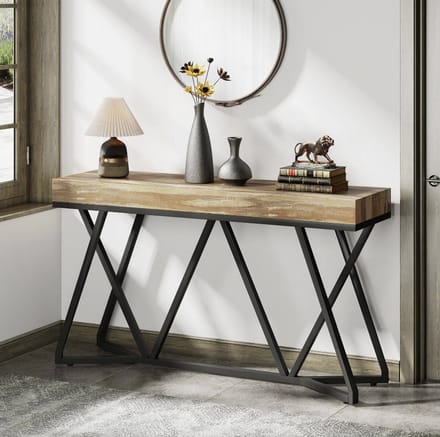 MAZAZU Sidetable - Industriele wandtafel - Bruin/Zwart - 140x30x90cm