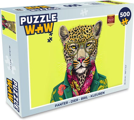 Puzzel Panter - Dier - Bril - Kleuren - Legpuzzel - Puzzel 500 stukjes