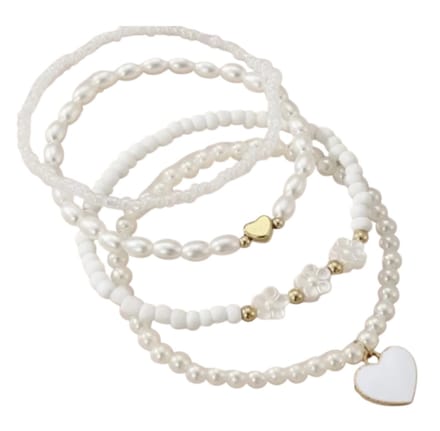 Armband set- 4 delig- plus size- wit- hart- extra groot- Charme Bijoux