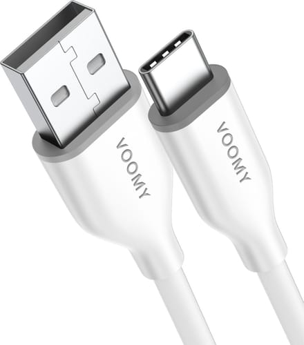 Voomy USB C Kabel - 1 Meter - USB-A naar USB-C Oplaadkabel - Universele Snellaadkabel - Geschikt voor Telefoon en Tablet - Wit