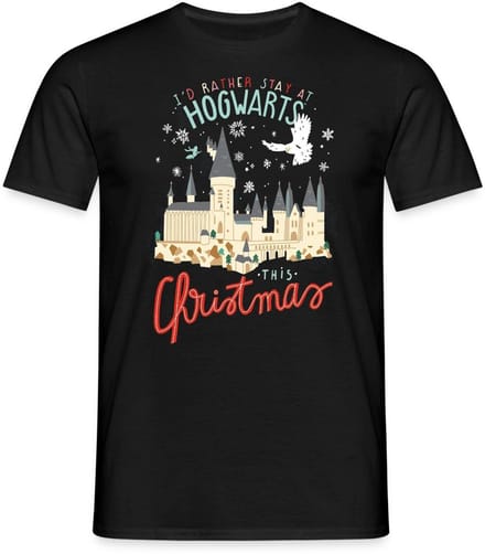 Harry Potter Kerstmis Ik Blijf Liever Op Hogwarts T-Shirt Heren