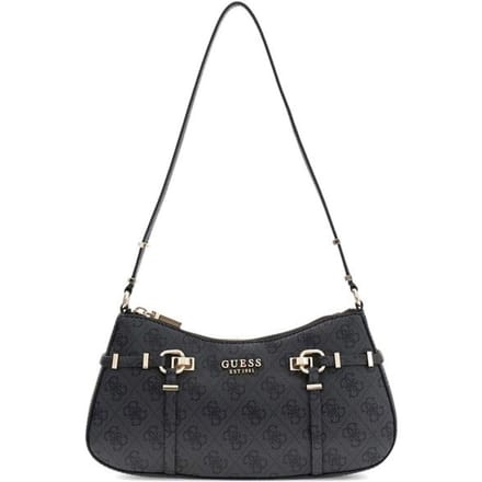 GUESS schoudertas Leona Logo Shoulder Bag Coal Logo donkergrijs