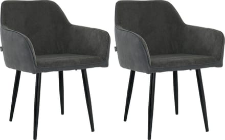 Lina® Tony Eetkamerstoel - Zwart - Set van 2 - Ribstof