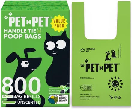 800 stuks Ongeparfumeerde Hondenpoepzakjes met Stropdasgrepen, Extra Dik