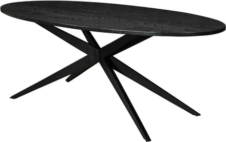 Eettafel ovaal 200cm Lexi zwart ovale tafel MDF eetkamertafel