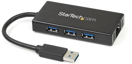 Draagbare USB - 3-poorts - 3.0-hub plus Gigabit Ethernet