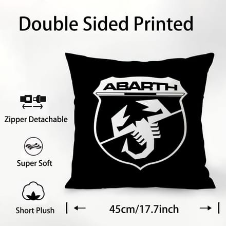 Housse d'oreiller Scorpion A-Abarth Tissu Peluche Doux Impression Double Face Housse de Coussin de Canapé Housses de Coussin Décoratif 45x45cm