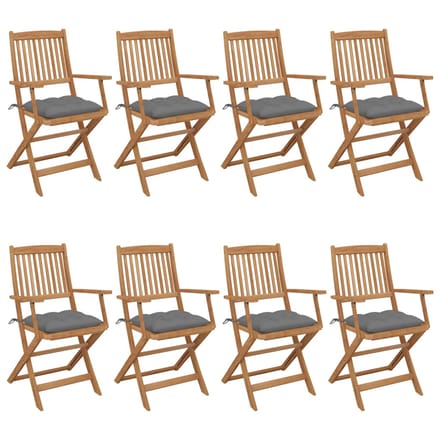 vidaXL - Inklapbare - stoelen - 8 - st - met - kussens - massief - acaciahout