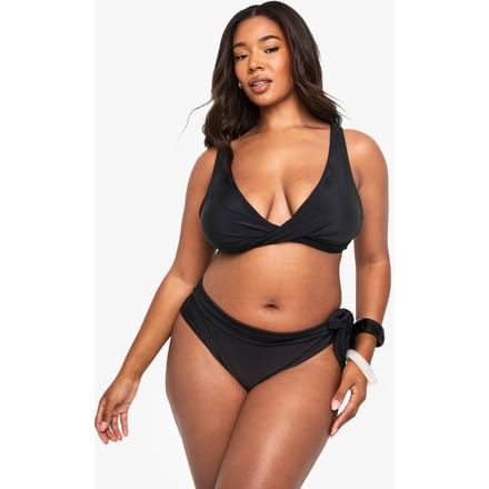 boohoo Dames Plus Tie Bikini Broekjes | Black | Maat: 26