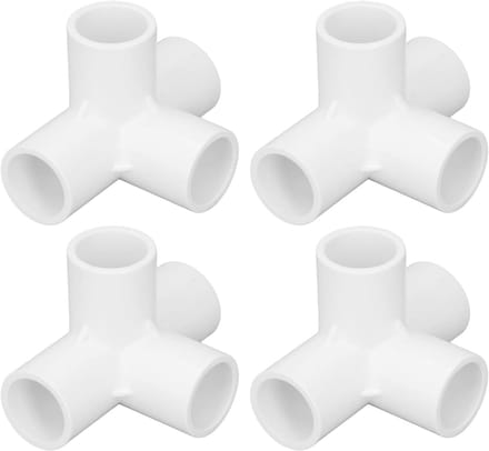 PVC Fittingen - Pijpconnectoren - Meubelbouw - 4-Weg Verbinding - 25 Mm - Wit