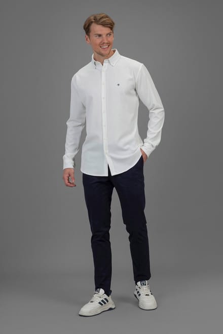 Laurent Vergne - Heren - Overhemd - Viscose - Wit - maat M - Slim fit