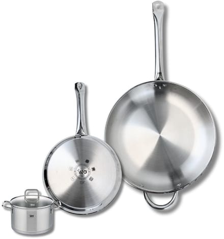 Set van 2 Koekenpannen 24 en 32 cm en 1 braadpan 12 cm Elo Profi Citrin