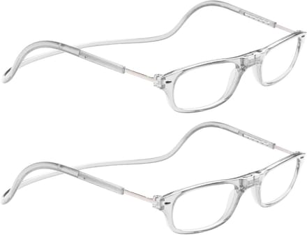Leesbril Heren Dames - Verstelbare Bril - Lezen en Puzzelen - Magnetische Sluiting - 2 stuks - Transparant