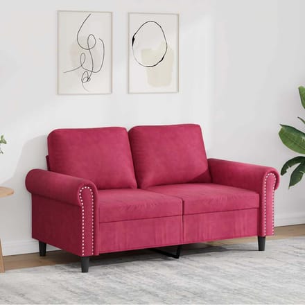 Vidaxl Bank 2-zits, Wijnrood, 120 Cm, Bekleed met Fluweel