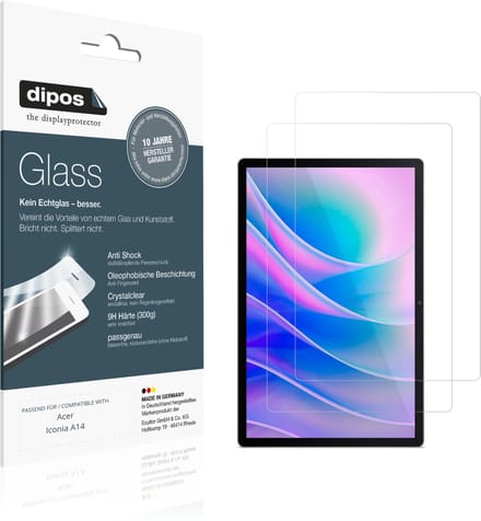 dipos – 2x Pantserfolie geschikt voor Acer Iconia A14 | 9H Screenprotector