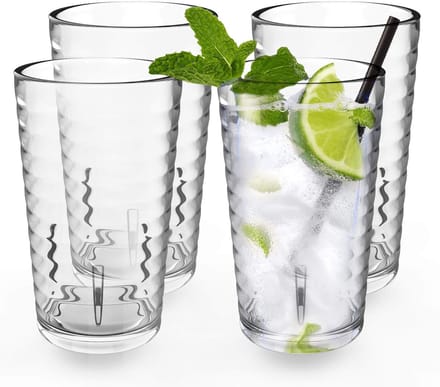 Elzusha - Stapelbare Acryl Drinkglazen 350ml Set van 4 Vaatwasserbestendig
