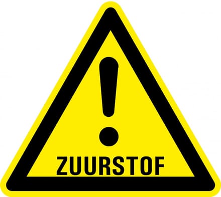 Waarschuwingssticker zuurstof 50 mm - 10 stuks per kaart
