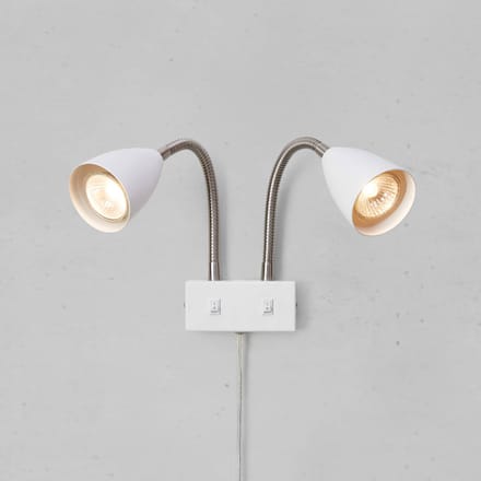 Markslöjd wandlamp Ciro, wit, metaal, stekker, GU10