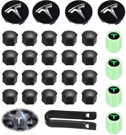 Dailygoods - Tesla Wieldopset met Logo - Wieldoppen voor Model 3/Y/S/X