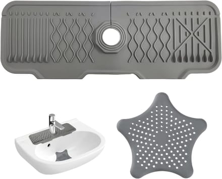Splash-proof silicone keukenafvoer set met inklapbare zeef en pentagram bodemdeksel voor optimale bescherming