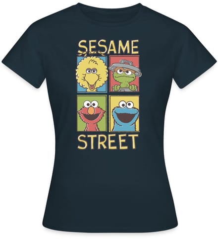 Sesamstraat Bibo Oscar Elmo Koekiemonster T-Shirt Dames