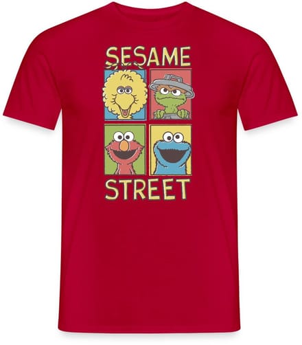 Sesamstraat Bibo Oscar Elmo Koekiemonster T-Shirt Heren