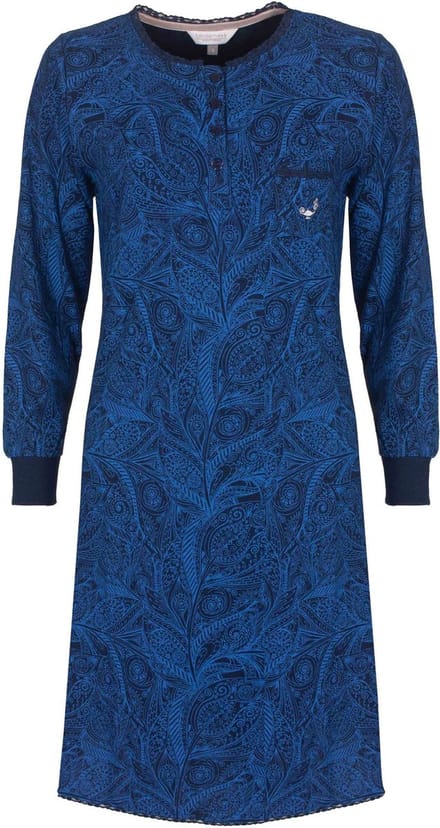 Tenderness Dames Nachthemd - Geprint Dessin - Diep Blauw - Maat S