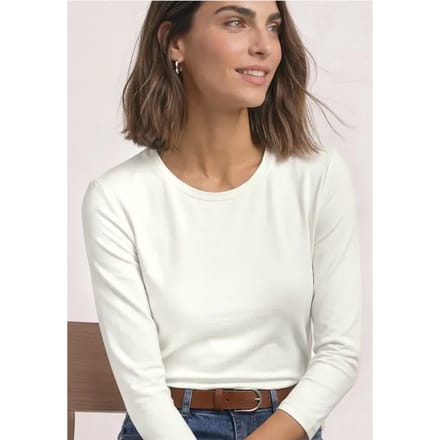 Shirt met 3/4-mouwen en ronde hals in effen kleur