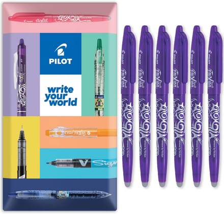 Uitwisbare Rollerball Pen Set 6 Stuks - Medium Punt - Violet