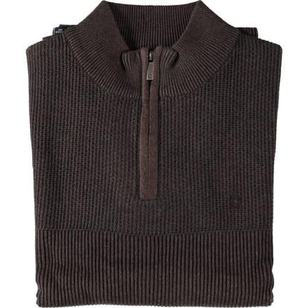 Fellows United Half Zip Pullover Half Zip Plated Tuck Knit Dark Brown  XXL