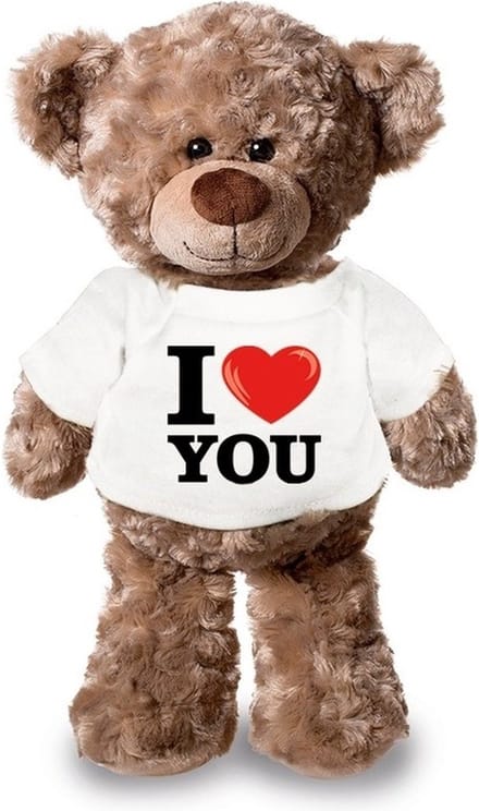 Knuffel teddybeer - i love you - 24 cm - pluche - met shirt