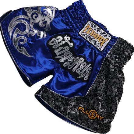 Fluory Muay Thai Short Kickboks Broek Blauw Zilver - MTSF15 - M
