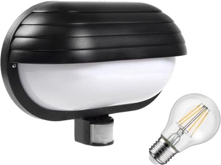 Buitenwandlamp met PIR Bewegingssensor en Schemeringssensor - Tuinverlichting met E27 Lamphouder