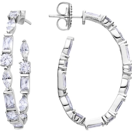 Boucles d'oreilles en argent 925 Luxenter avec zircon brillant finition en rhodié - Grimchi white